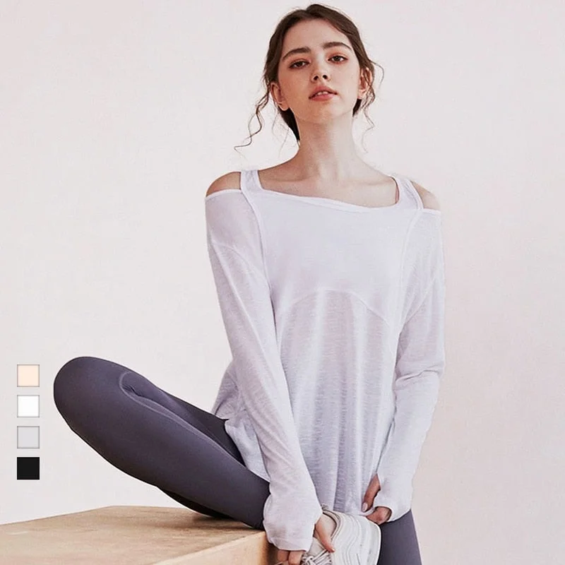 Yoganix Long Sleeve Yoga Shirts for Women Loose Sports Tee Crop Top Sports Top Women Sportswear Gym Fitness Wear Clothing Workout Female Trendy Women's Wear