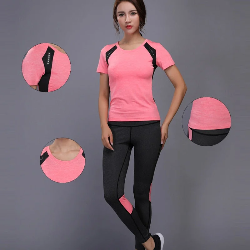 OLOEY Women Tennis Clothes Yoga Set Badminton Clothing Fitness Running Shirt+Pants Quick Dry Gym Workout Jogging Sport Suit Luxury Fashion for Women