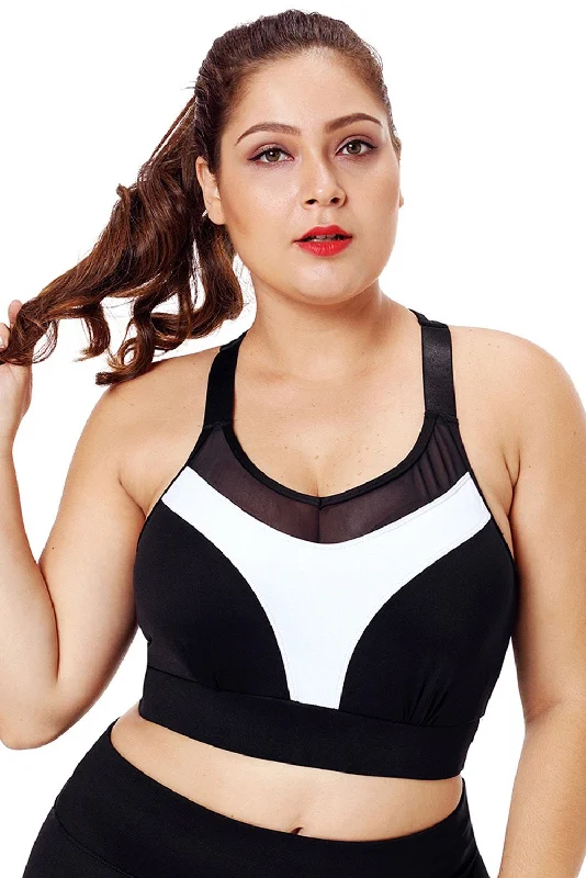 White Accent Mesh Strap Yoga Tops Big Savings