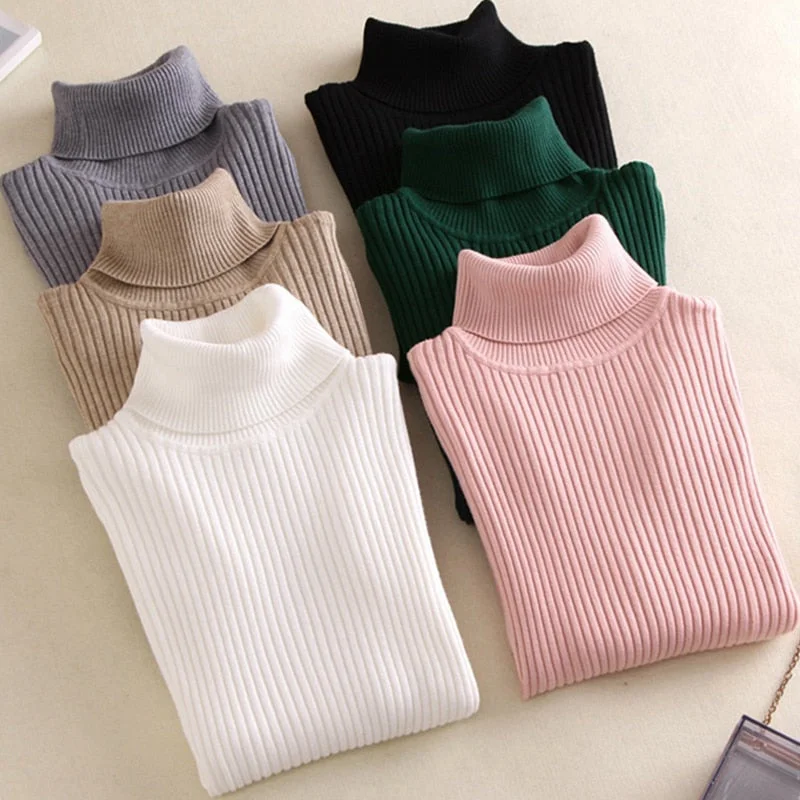 women Knitted Turtleneck Sweater Sophisticated Outfits