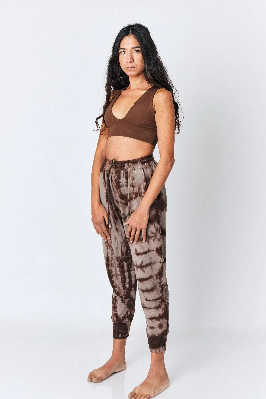 Brown Jogger Pants - Dyed Jersey The Epitome Of Modern Women's Fashion