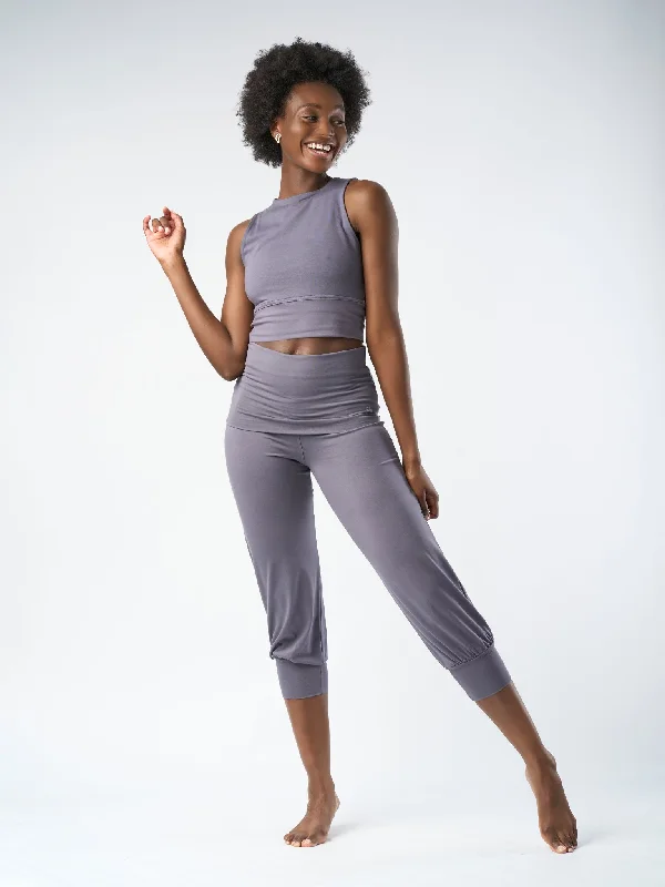 Gossypium Aspire Cropped Harem Pants - Ash Grey Wardrobe Essentials