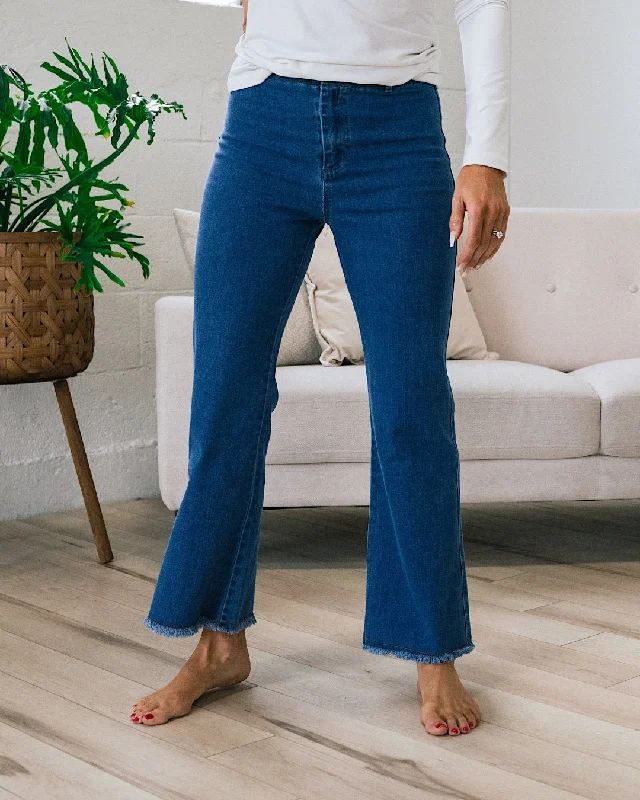 Bristol Wide Leg Crop Pants - Medium Wash FINAL SALE Limited Styles