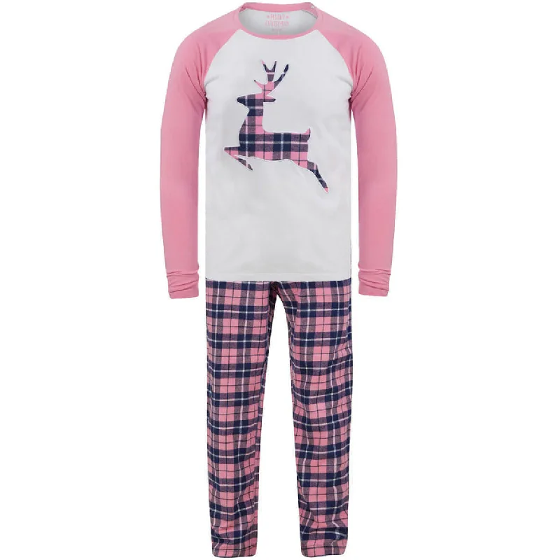 Tokyo Laundry Reindeer 2 Piece Womens Christmas Pyjama Set - Pink Embrace New Fashion